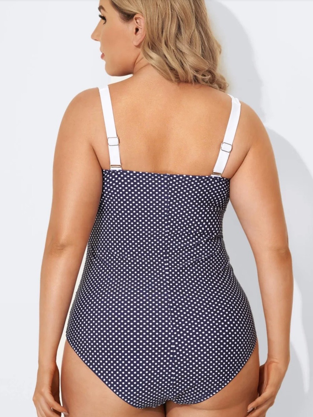 Polka Dot Navy Plus-Size One-Piece Swimsuit by - Picture 2 of 3